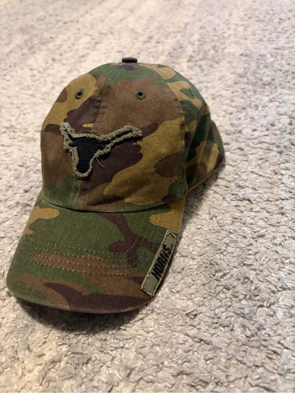 VTG Texas Longhorns Camo Hat Twins Enterprise Distressed Longhorn Strapback Cap⁠